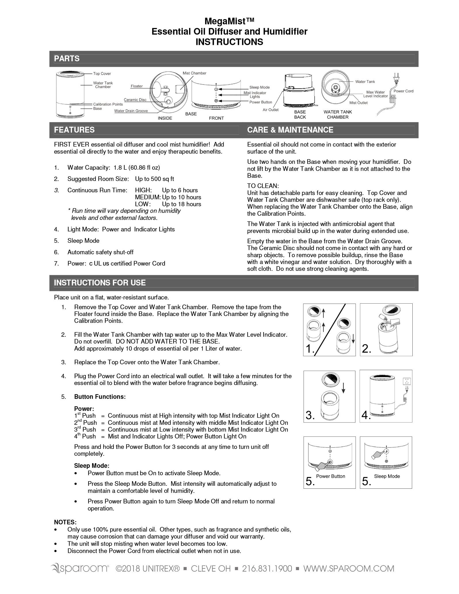 SpaRoom MegaMist Diffuser Enchanted Aromatics