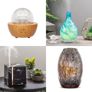 Variety of essential oil diffusers for blog