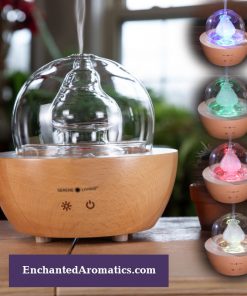 Serene Living Fountain glass diffuser showing various colors