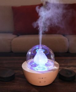 Serene Living Fountain Diffuser Turned On With Blue Light