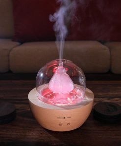 Serene Living Fountain Diffuser turned on with red light