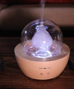 Serene Living Fountain diffuser turned on with white light