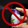 Replace scented sprays - A can of fragrance being sprayed with a red circle and slash through it
