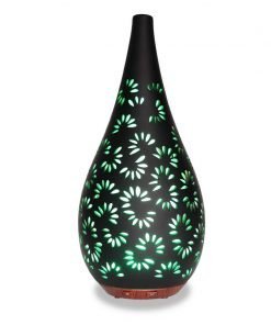 Kate black ceramic essential oil diffuser with green light - by Nature's Remedy