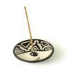 Peruvian stick incense burner made of ceramic, black and white 4.75 inches, with incense stick