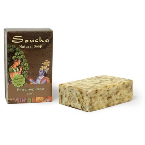 Cocoa Soap bar saucha natural energizing 3.5 oz - image of box and bar