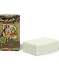 Lavender soap bar Saucha natural relaxing lavender 3.5 oz box with soap bar on side