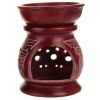 red soapstone oil burner / diffuser carved braids back view 4 inches tall