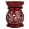 red soapstone oil burner with braids / diffuser carved braids front view 4 inches tall