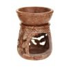 soapstone oil burner with ivy leaves pattern - 3.25 inches tall - back