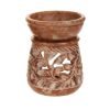soapstone oil burner with ivy leaves pattern - 3.25 inches tall - front