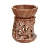 soapstone oil burner with ivy leaves pattern - 3.25 inches tall - side