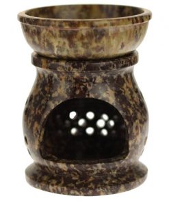 soapstone oil burner with jali pattern - 4 inches tall - back