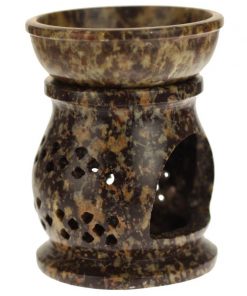 soapstone oil burner with jali pattern - 4 inches tall - side