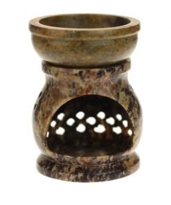soapstone oil burner with jali pattern - 3.25 inches tall - back