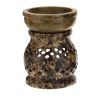 soapstone oil burner with jali pattern - 3.25 inches tall - front