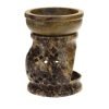 soapstone oil burner with jali pattern - 3.25 inches tall - side