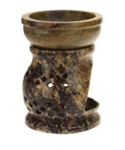 soapstone oil burner with jali pattern - 3.25 inches tall - side