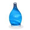 Aromar Amphora Grey Diffuser with light blue light on a white background