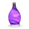 Aromar Amphora Grey Diffuser with purple light on a white background