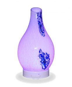 Aromar Hydria Abstract diffuser with purple light on a white background