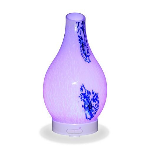 Aromar Hydria Abstract diffuser with purple light on a white background