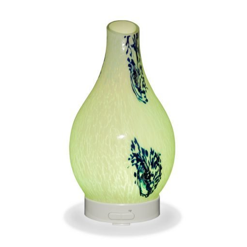 Aromar Hydria Abstract diffuser with yellow light on a white background