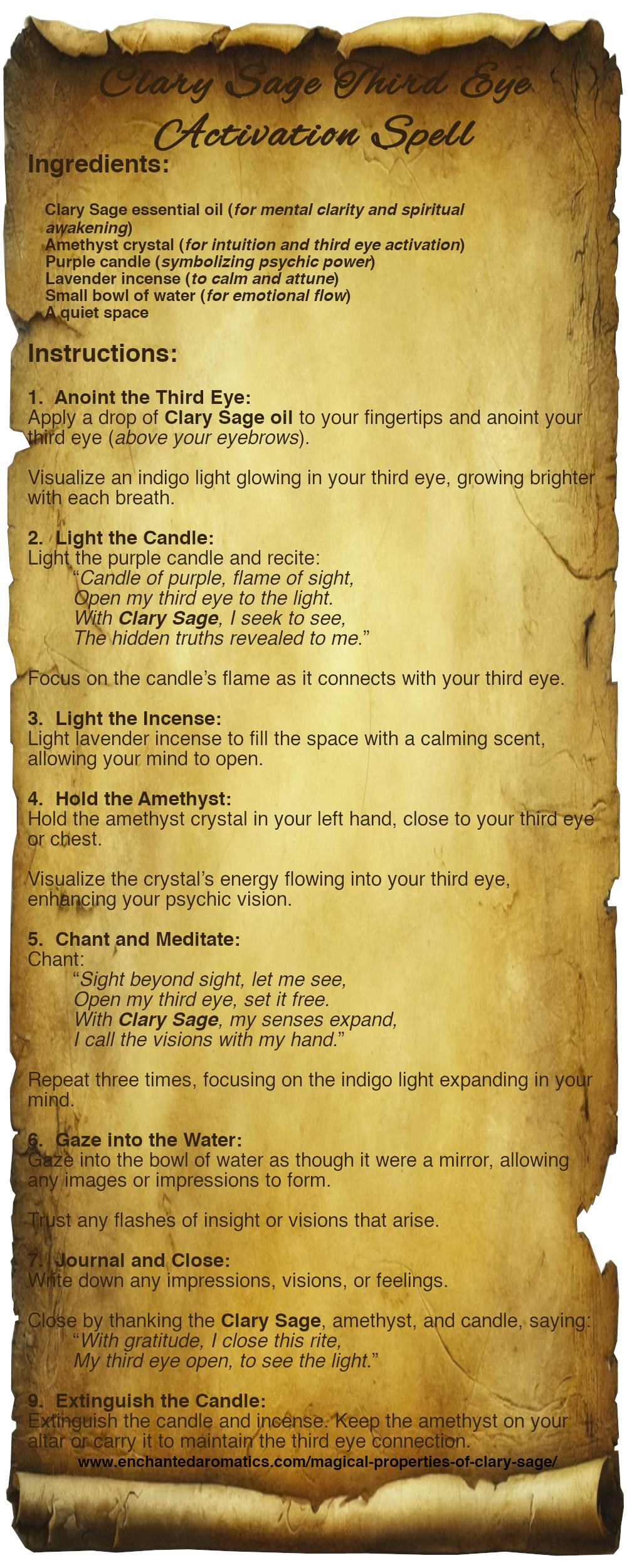 Clary sage third eye activation spell 