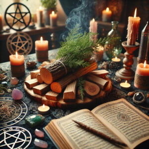 Cedarwood being used in a magical ritual