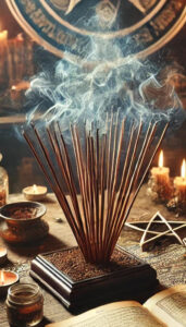 Cedarwood incense being used in a magical ritual