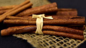Cinnamon sticks tied together with twine