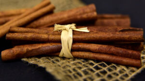 Cinnamon sticks tied together with twine