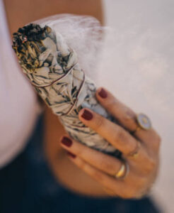 Smudging with white sage