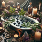 Black berry leaf being used in a ritual bath