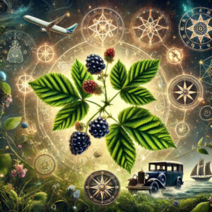 Black berry leaf with magical Protection while traveling symbols