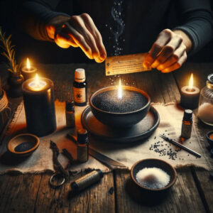 Someone performing a Black sesame seed banishing ritual