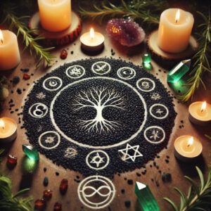 Black sesame seed with longevity and vitality symbols
