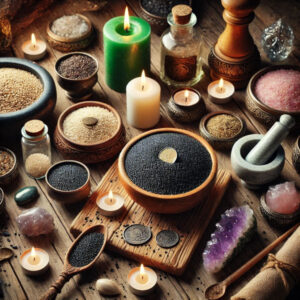 Black sesame seeds being used in a variety of rituals and spells
