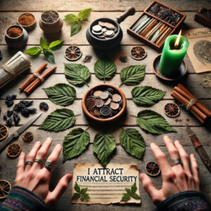 Someone performing a black berry leaf prosperity and abundance ritual