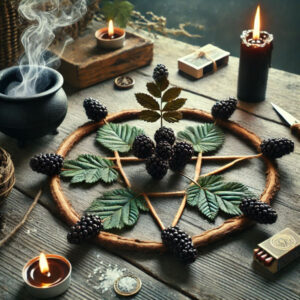 Someone performing a black berry leaf protection spell