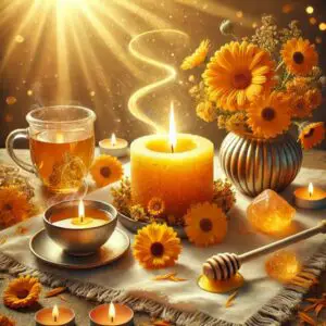 Calendula being using in a happiness and positivity ritual known as The Golden Joy Spell