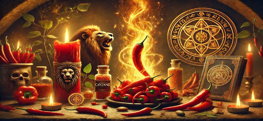 Cayenne depicting its magical and spiritual courage and strength properties
