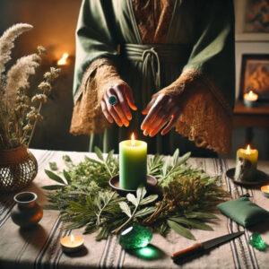 Coltsfoot being used in a Prosperity charm ritual
