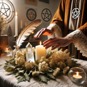 Coltsfoot being used in a clarity of mind ritual