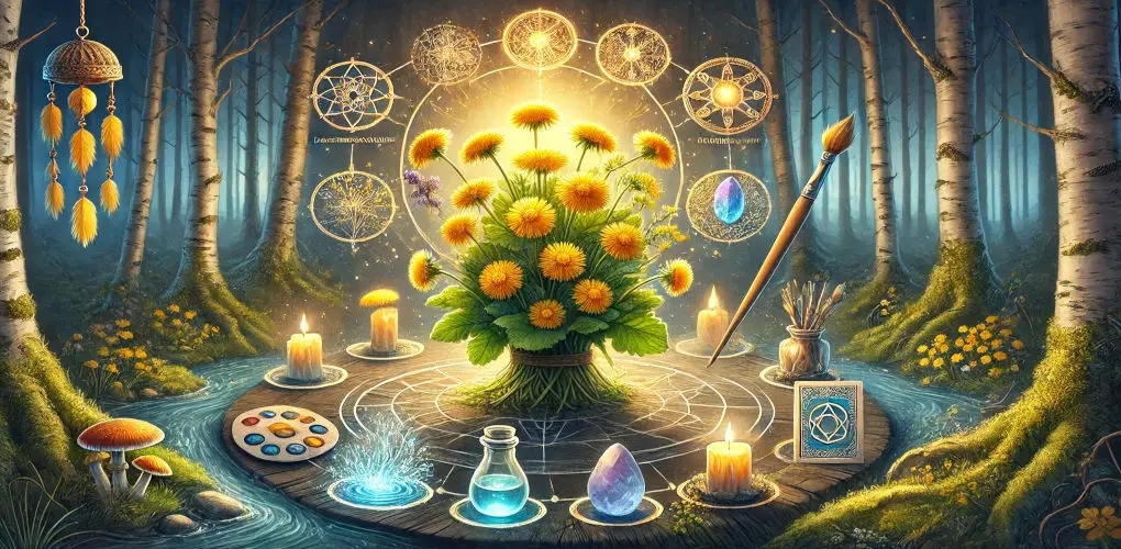 Coltsfoot with imagery from its 7 additional magical properties