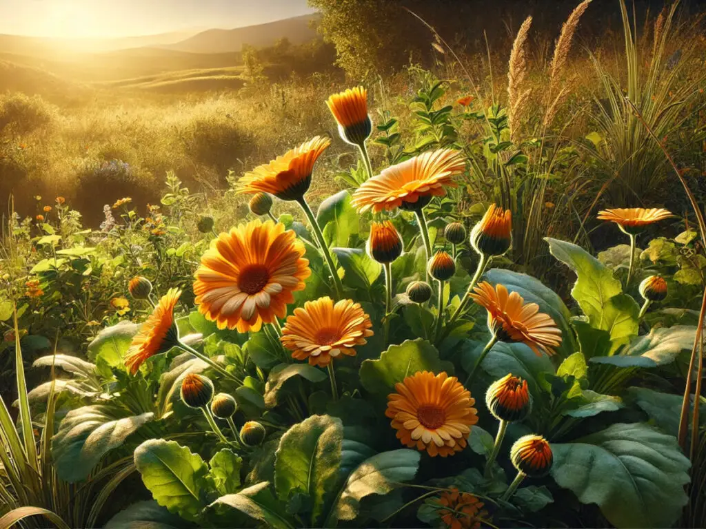 calendula growing in its natural setting
