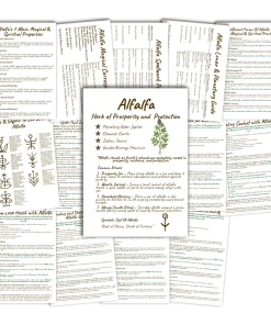 Alfalfa Printable Grimoire • A5 Herbal Magic Pages (16-Page Set) 4 alfalfa grimoire - book of shadows 16 pages on a plain white background