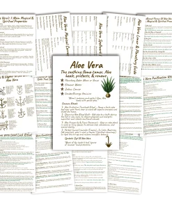 Aloe Vera Grimoire • Printable A5 Herbal Magic Pages (16-Page Set) 5 16 page Aloe Vera Grimoire and Book of Shadows on a plain white background for healing, protection, purification, intuition, and peaceful magical practice.