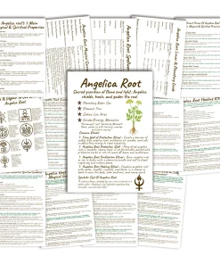 16 page Angelic Root Grimoire and Book of Shadows with a plain white background for healing, protection, purification, intuition, and peaceful magical practice.